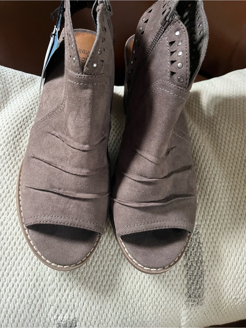 Sonoma Brown Open-Toe Suede Block Heel Sandals